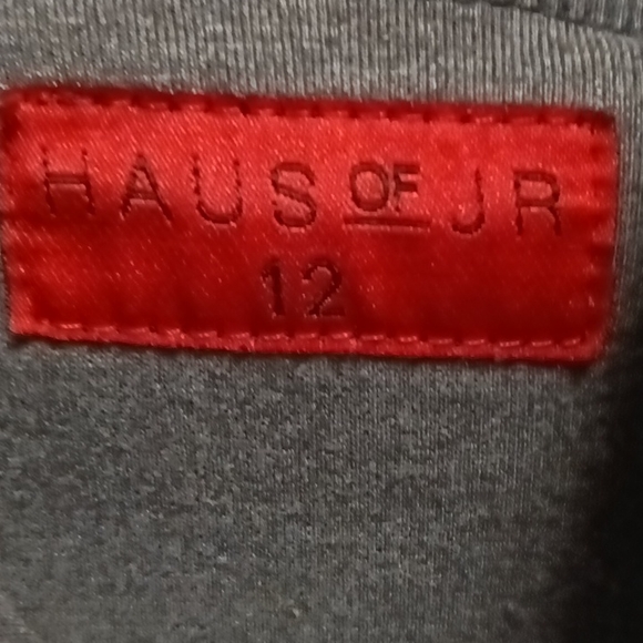 FINAL PRICE HAUS OF JR black and gray s/s hooded sweatshirt w side zippers 12 - Picture 2 of 4